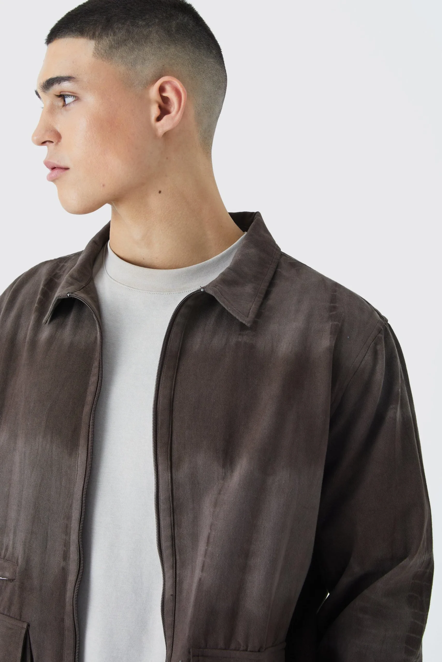 Twill Tie Dye Harrington Jacket | BoohooMAN UK