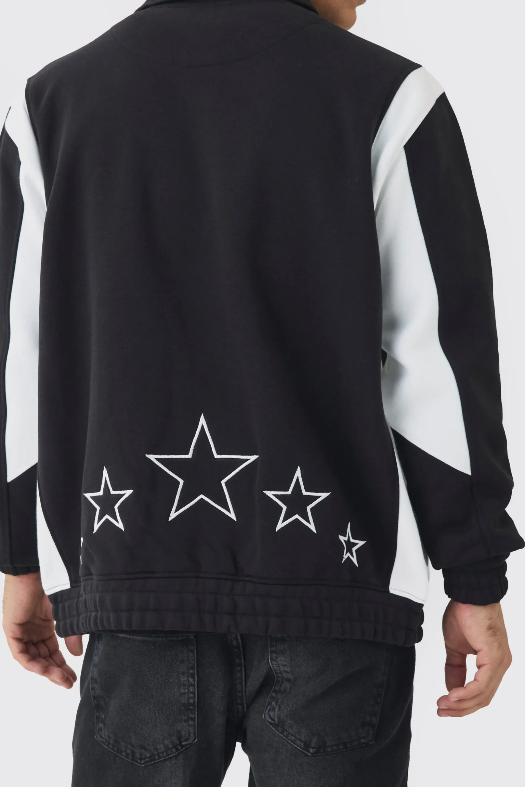 Varsity Embroidered Jersey Harrington Jacket | BoohooMAN UK