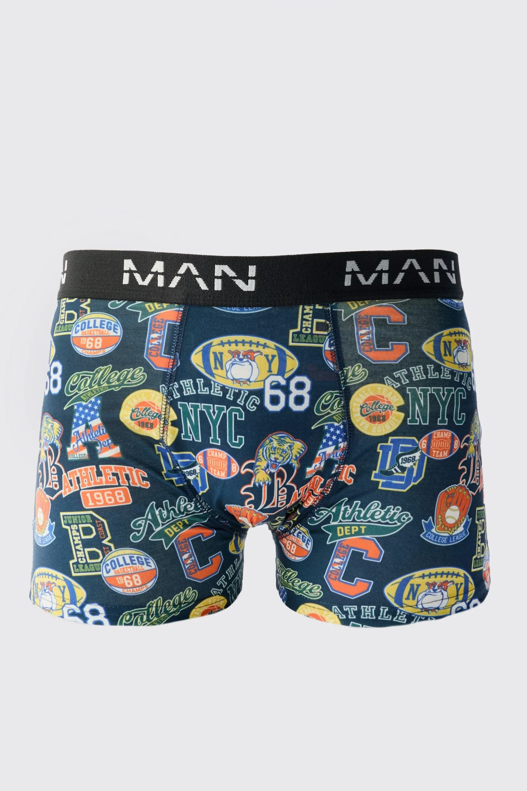 Varsity Print Boxers | BoohooMAN UK