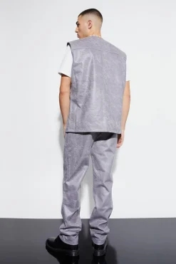 Vintage Pu Oversized Waistcoat Suit | BoohooMAN UK