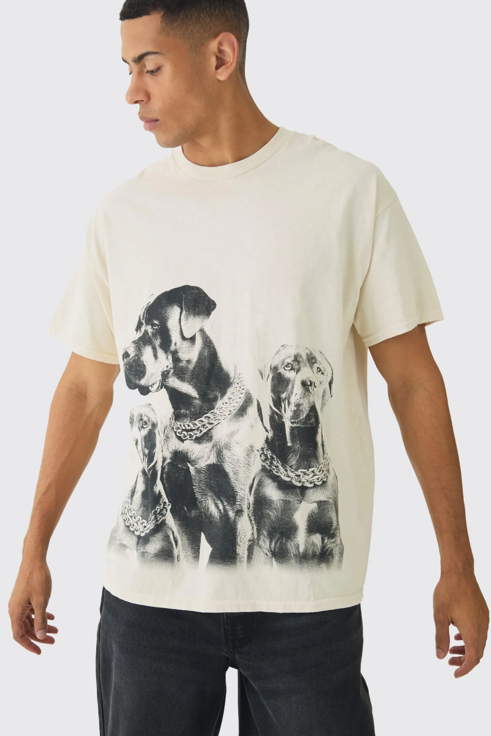 Washed Dog Graphic T-Shirt | BoohooMAN UK