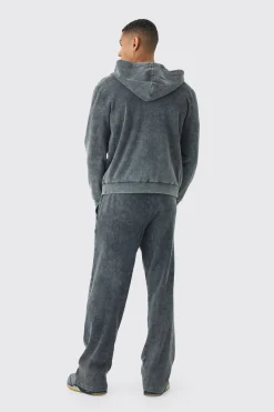 Washed Rib Straight Leg Jogger | BoohooMAN UK