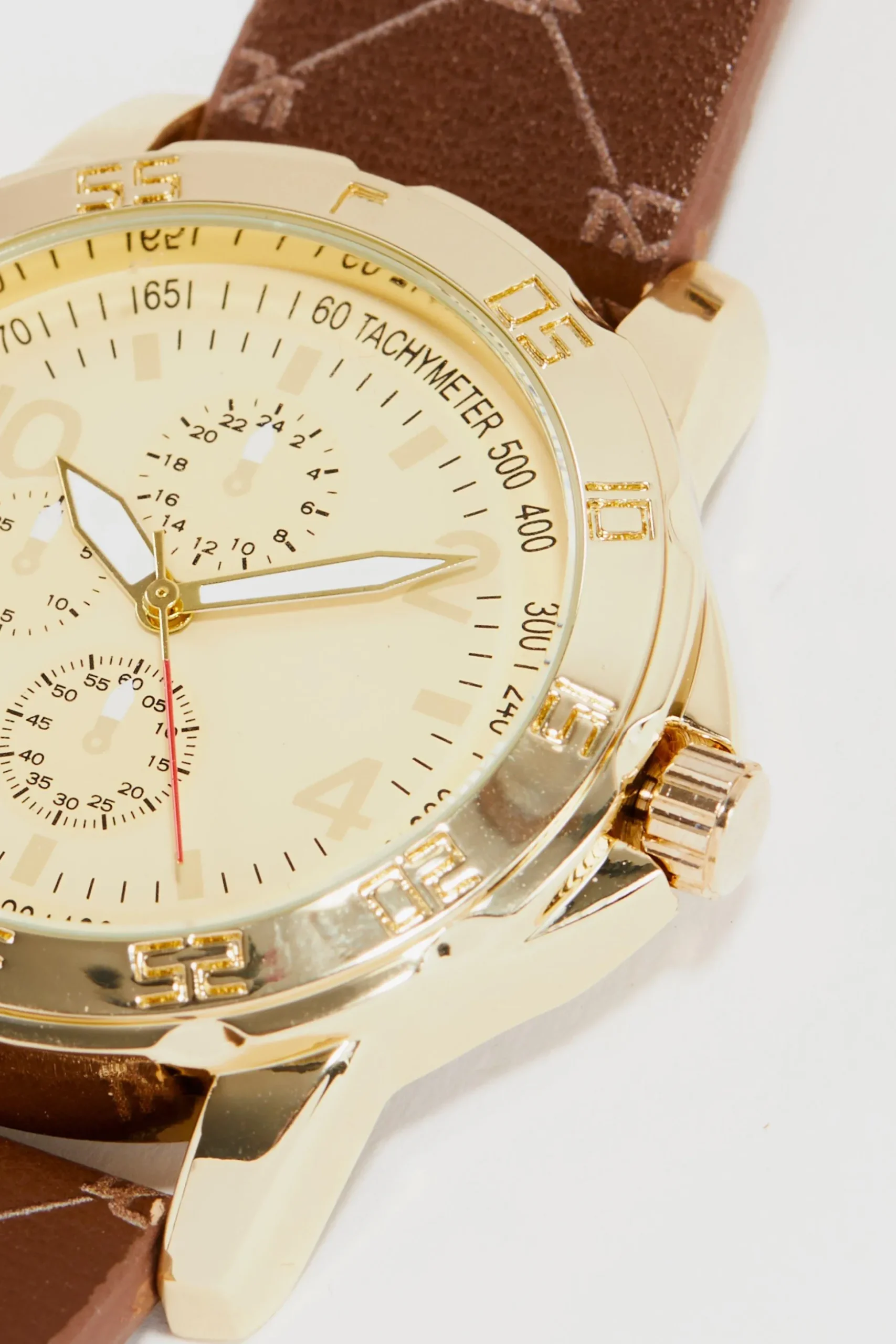 Watch With Faux Leather Print Strap | BoohooMAN UK