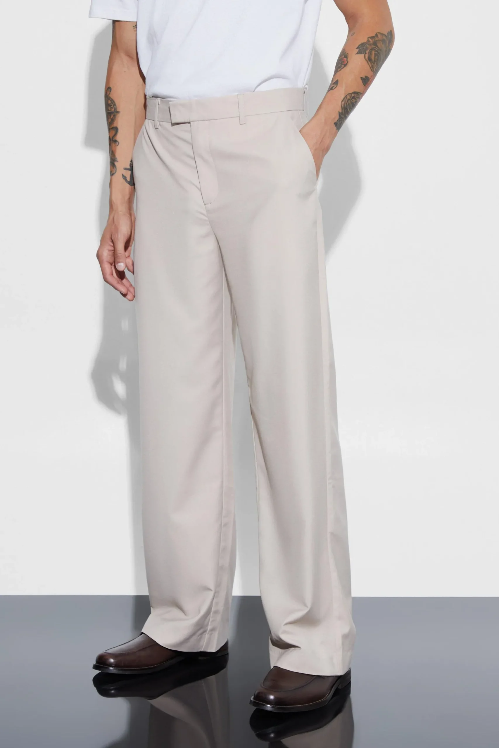 Wide Leg Tailored Trouser | BoohooMAN UK