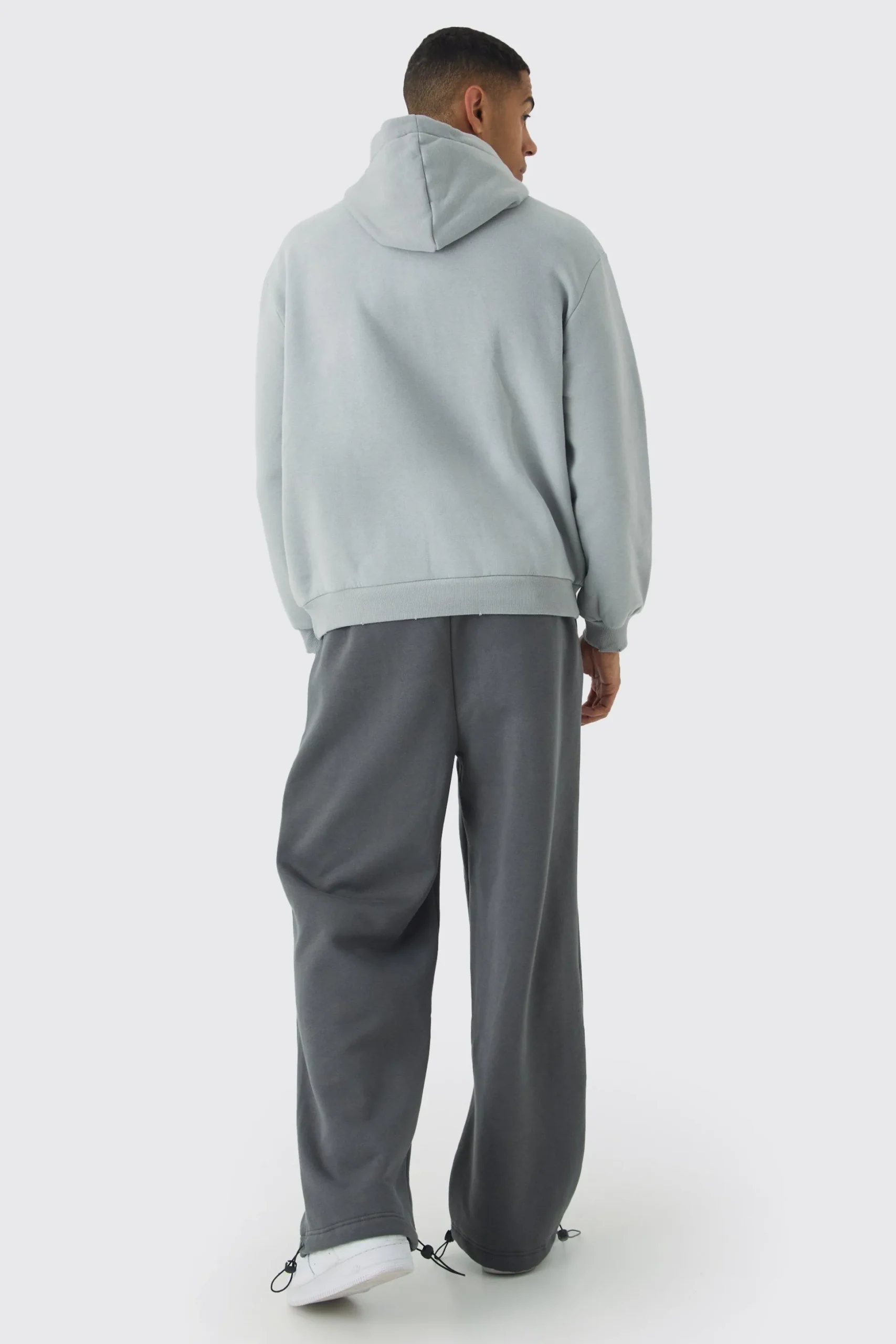 Wide Leg Tie Cuff Double Waistband Joggers | BoohooMAN UK