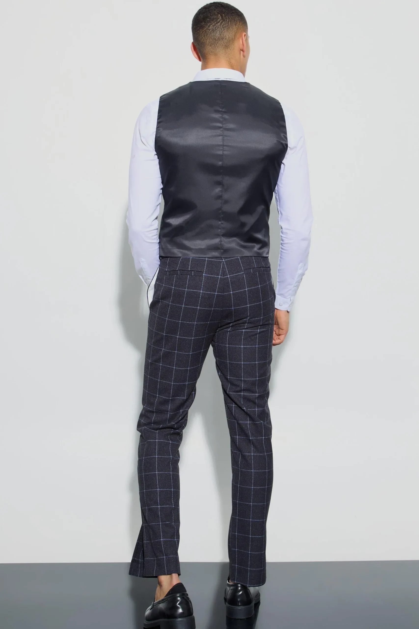 Window Check Double Breasted Waistcoat | BoohooMAN UK