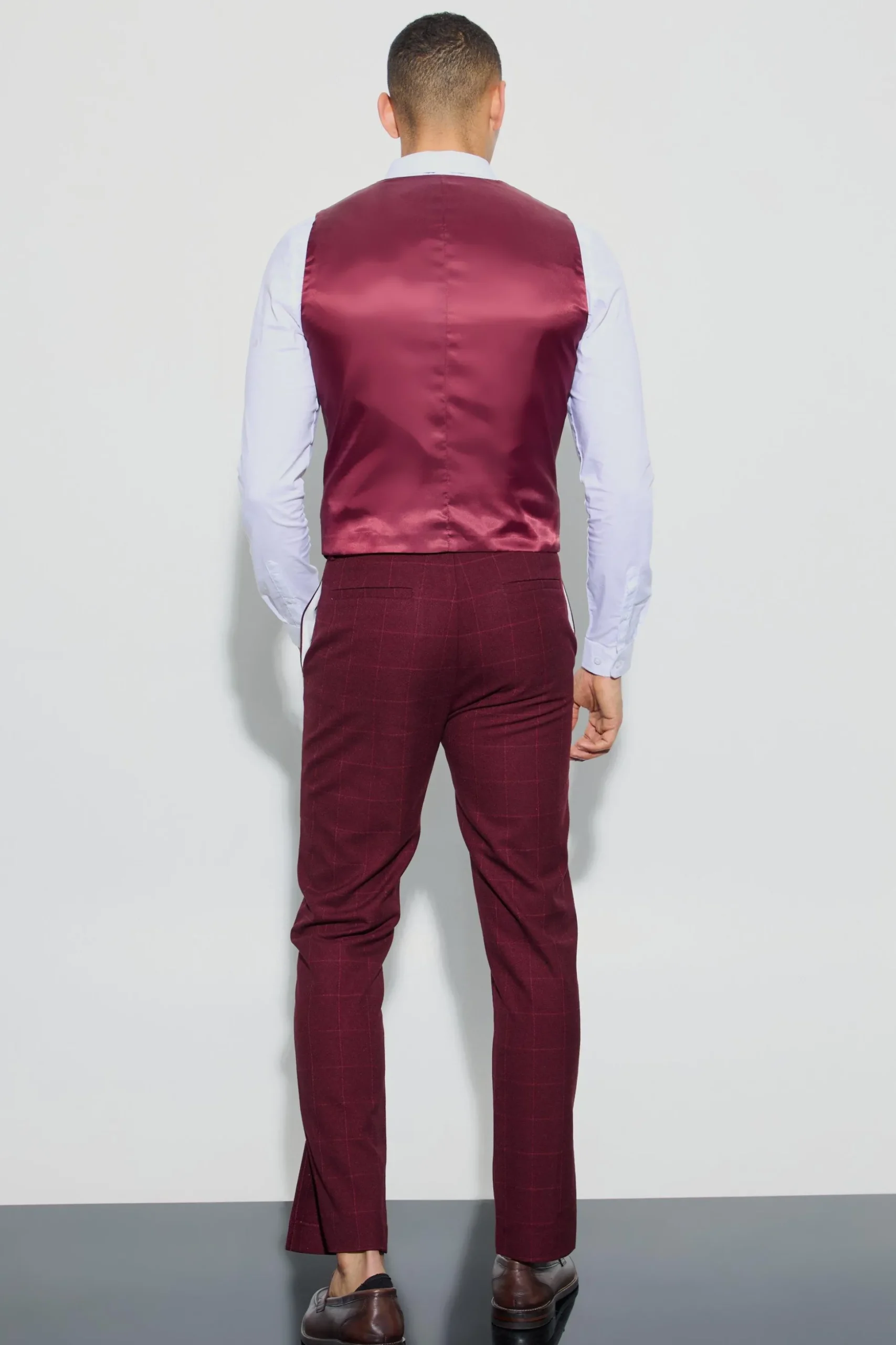 Window Check Straight Fit Trousers | BoohooMAN UK