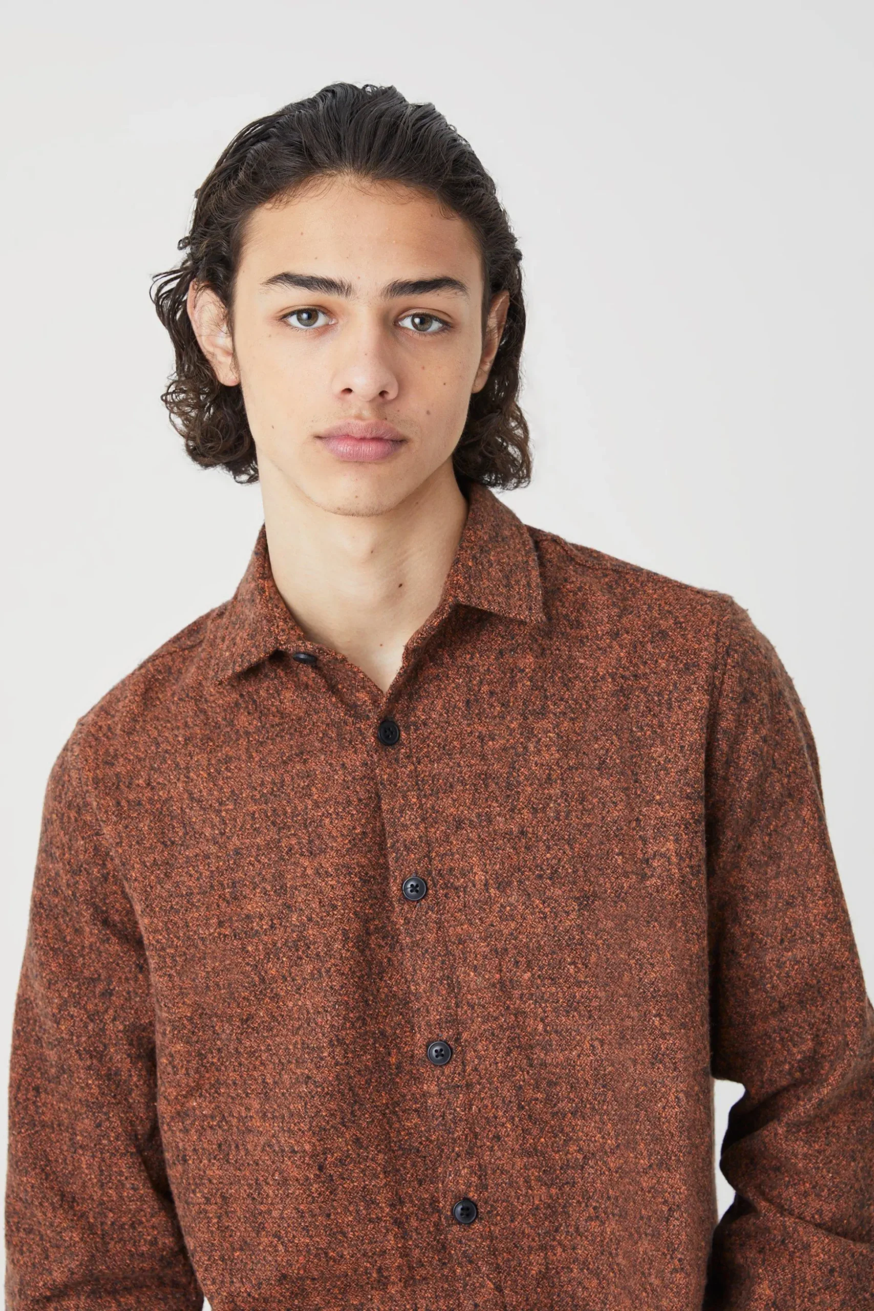 Wool Look Melton Button Through Overshirt | BoohooMAN UK