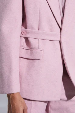 Wool Look Oversized Strap Detail Suit Pink | BoohooMAN UK
