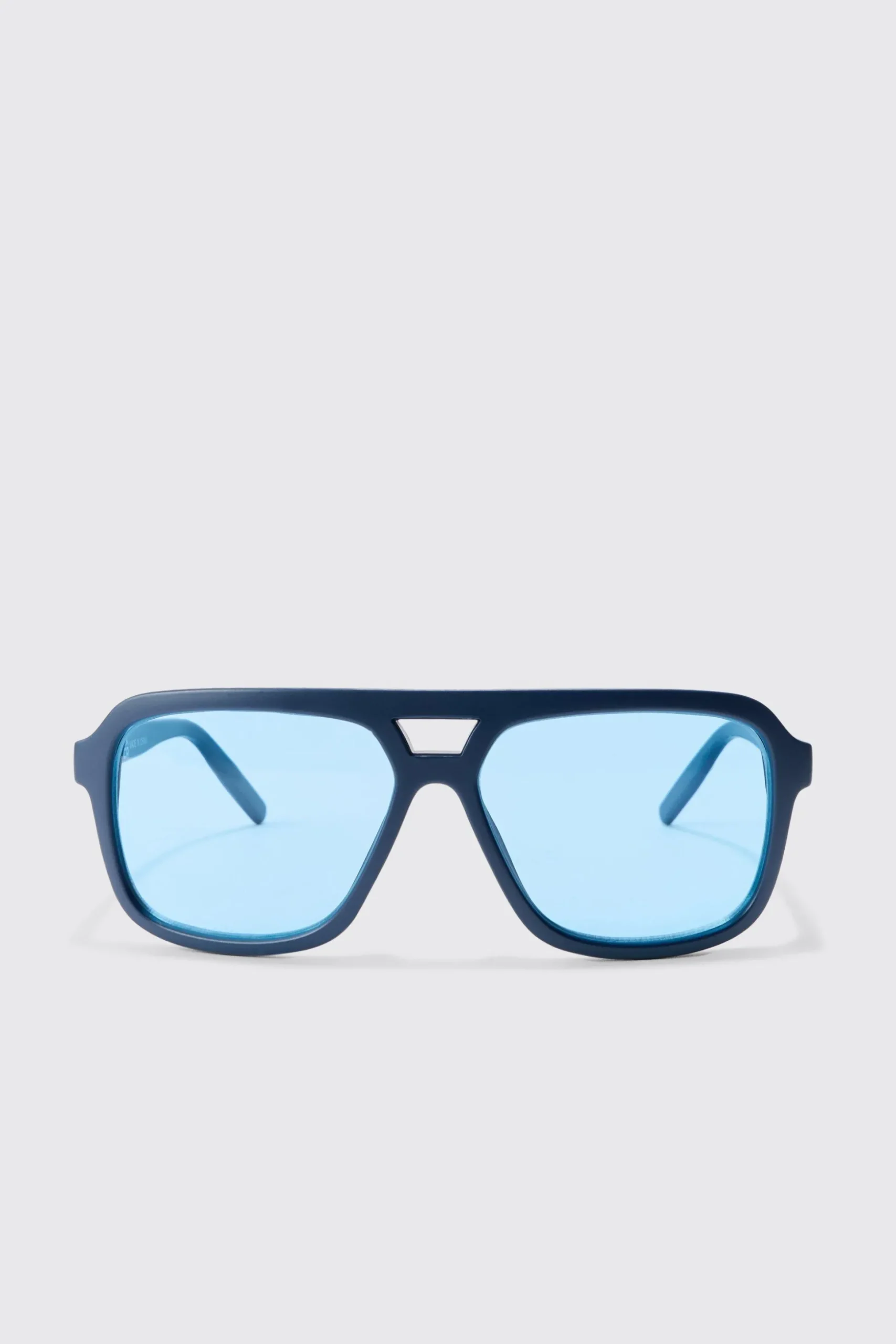 Wrap Aviator Sunglasses In Blue | BoohooMAN UK