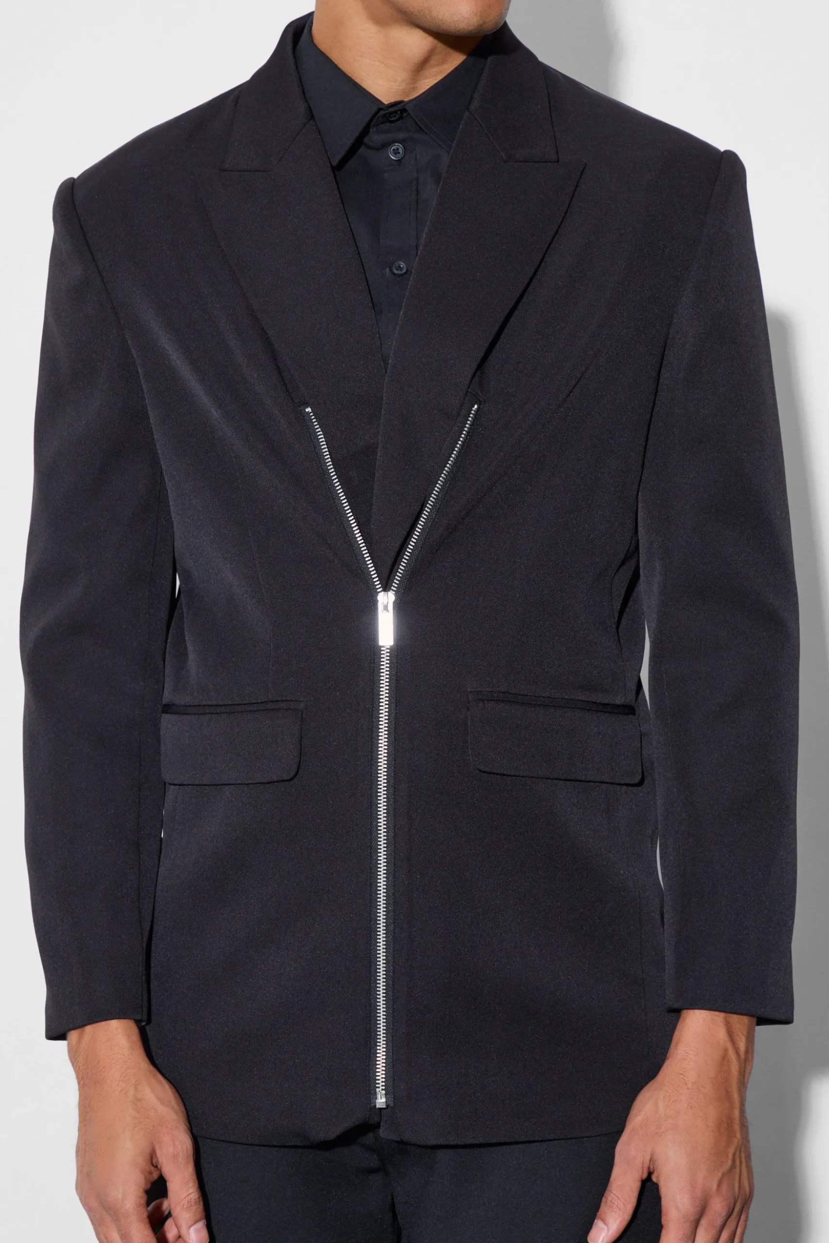 Zip Front Detail Blazer | BoohooMAN UK