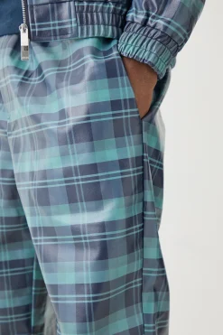 Zip Through Check Pu Harrington Set | BoohooMAN UK
